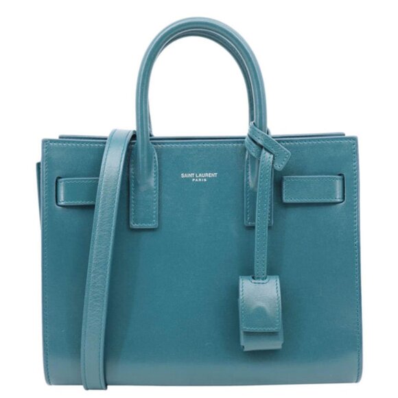 Yves Saint Laurent  Sac de Jour Nano Calfskin Leather Satchel Bag Turquoise - Picture 1 of 13